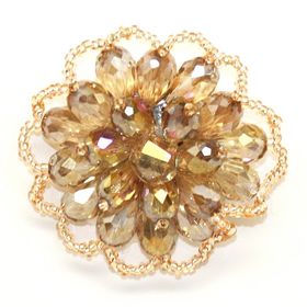 Jeweled Ornament Round w Champagne Large & Seed Beads