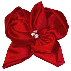 Fluerettes Satin Flower w Rhinestones Red