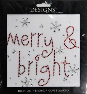 Rhinestone Applique Christmas Merry & Bright | 5x5in