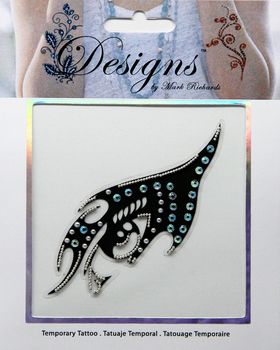 Jeweled Tattoo Half Mask & Eye | Blue & Silver