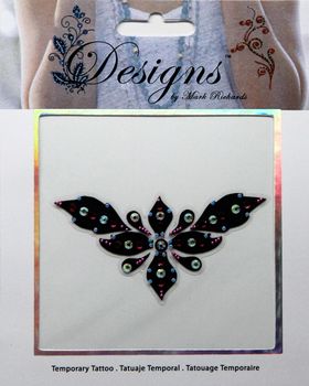 Jeweled Tattoo Triangular Flourish | Blue Pink & Silver