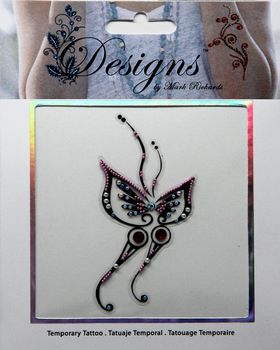 Jeweled Tattoo Butterfly | Blue Pink & Silver