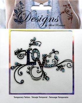 Jeweled Tattoo Love Flourish | Blue & Silver