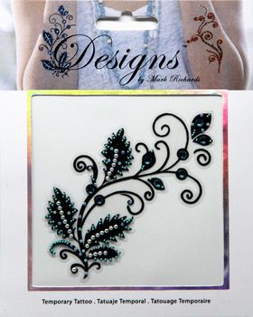 Jeweled Tattoo Floral Flourish | Blue Green & Silver