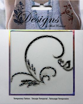 Jeweled Tattoo Flourish & Butterfly | Blue & Silver