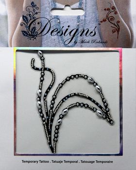 Jeweled Tattoo Curving Floral Stems | Blue & Silver