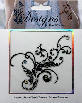 Jeweled Tattoo Flourish | Blue Green & Silver