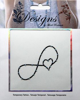 Jeweled Tattoo Infinity Sign w Heart | Blue