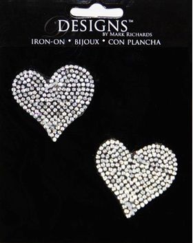 Large Stone Motif Applique Two Hearts | 1.5in
