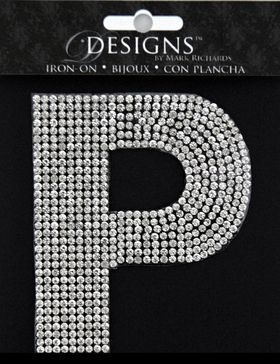 Rhinestone Applique Monogram Letter P | Clear | 3.5in