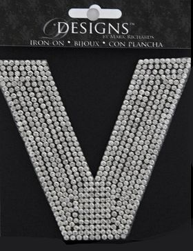 Rhinestone Applique Monogram Letter V | Clear | 3.5in