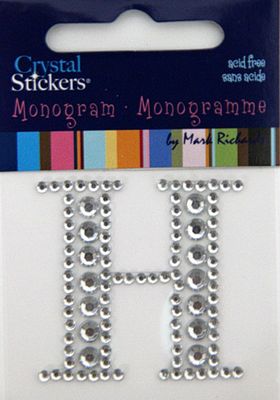 Rhinestone Monogram Clear H