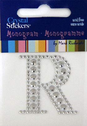 Rhinestone Monogram Clear R