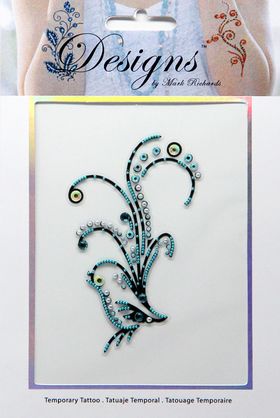 Jeweled Tattoo Delicate Flourish | Blue & Silver
