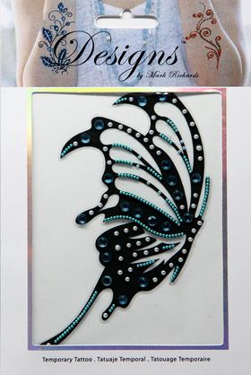 Jeweled Tattoo Ornate Butterfly | Blue & Silver