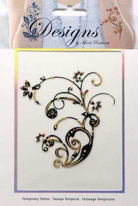 Jeweled Tattoo Floral Flourish | Gold & Orange