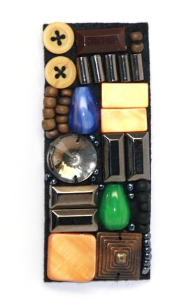 Applique w Colorful Stones & Beads | Rectangle