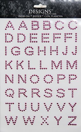 Rhinestud Applique Alphabet Block Uppercase | Pink | 3/4in