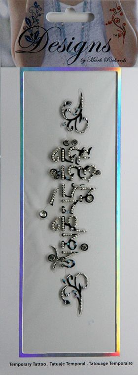 Jeweled Tattoo Long Textual Design | Silver