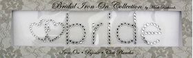 Rhinestone Applique Word Bride with Hearts | 7x1.4in | Clear