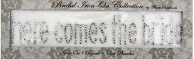 Rhinestone Applique Word Here Comes the Bride | 7x1.25in | Clear