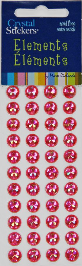 Iridescent Rhinestone Stickers 8mm Hot Pink