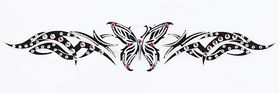 Jewelry Long Strip Black Butterfly w Clear & Ht Pink