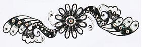 Jewelry Long Strip Black Glitter Flower