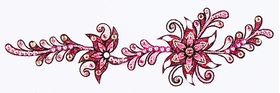 Jewelry Long Strip Hot Pink Flower w Leaves