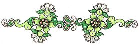 Jewelry Long Strip Green & Lt Green Double Glitter Flowers