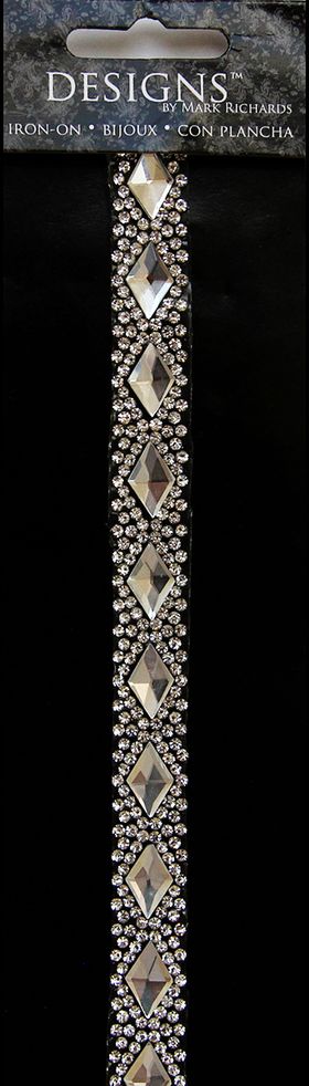 Rhinestone Applique Strip Large Diamond Stones | 12in