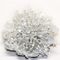 Jeweled Ornament Round w Frayed Fabric, White & Clear Beads
