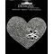 Large Stone Motif Applique Heart w Daisy | 3.5in