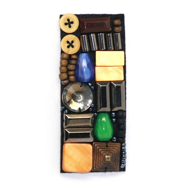 Applique w Colorful Stones & Beads | Rectangle