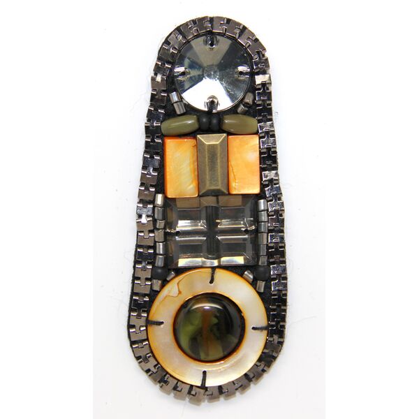 Applique w Colorful Stones & Beads | Oblong