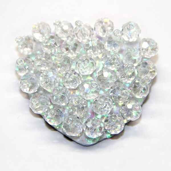 Jeweled Ornament Heart w Clear Beads