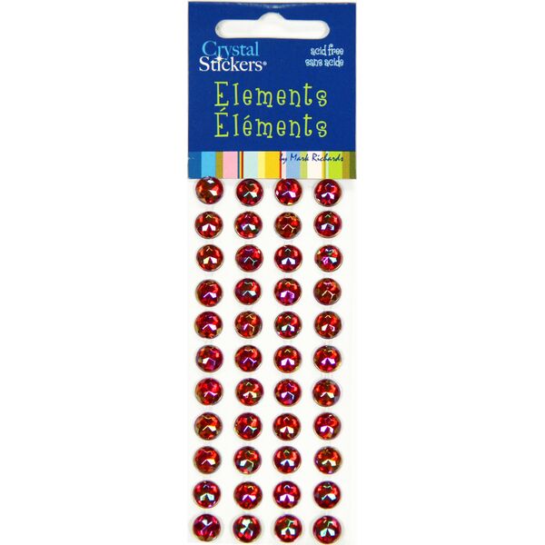 Iridescent Rhinestone Stickers 8mm Red