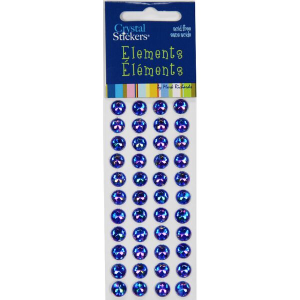 Iridescent Rhinestone Stickers 8mm Blue
