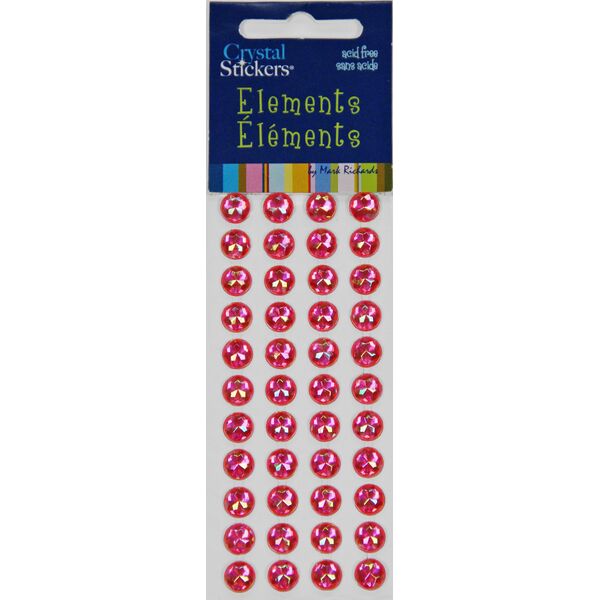 Iridescent Rhinestone Stickers 8mm Hot Pink