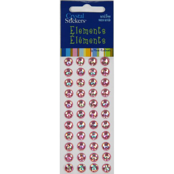 Iridescent Rhinestone Stickers 8mm Light Pink