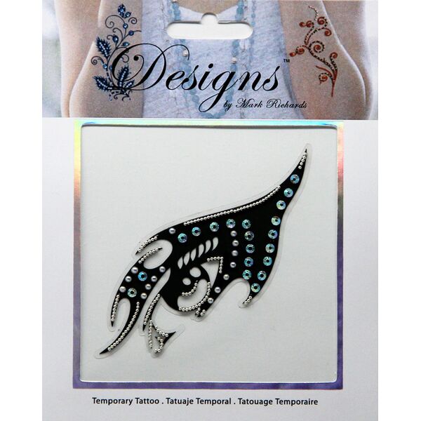 Jeweled Tattoo Half Mask & Eye | Blue & Silver