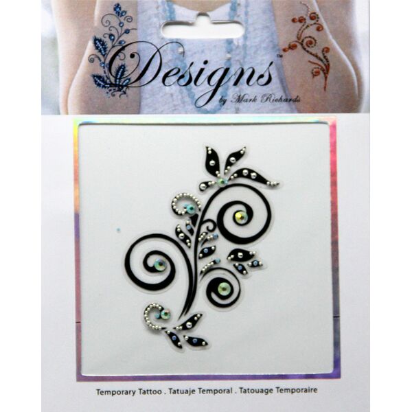 Jeweled Tattoo Flourish | Blue & Silver