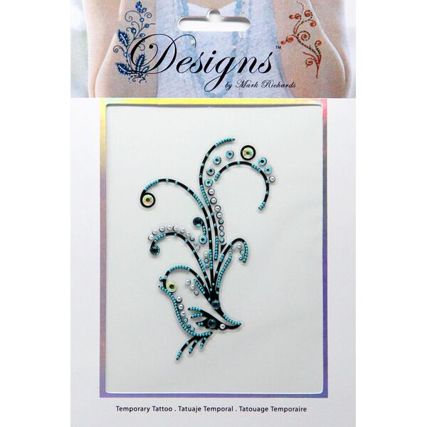 Jeweled Tattoo Delicate Flourish | Blue & Silver