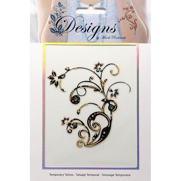 Jeweled Tattoo Floral Flourish | Gold & Orange