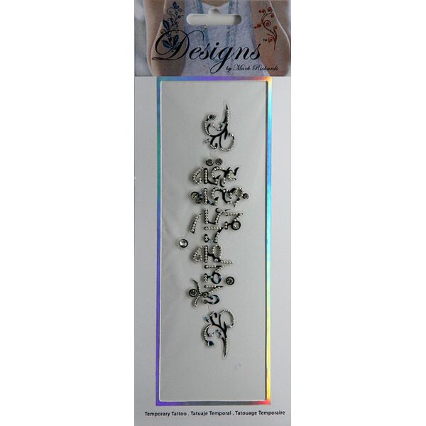 Jeweled Tattoo Long Textual Design | Silver