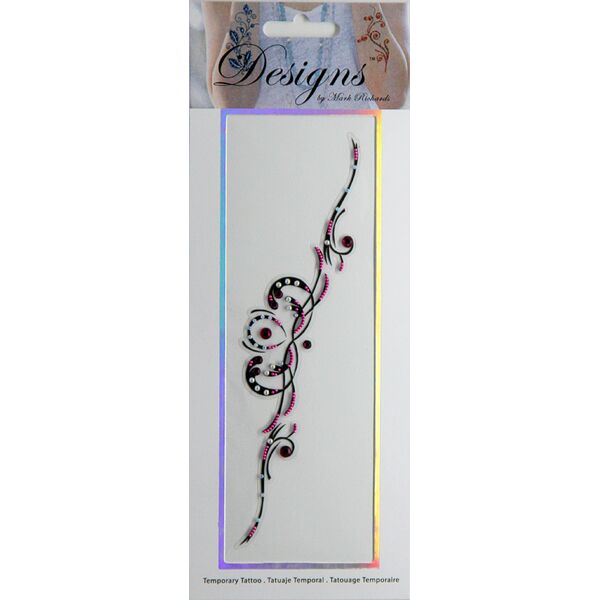 Jeweled Tattoo Long Symmetrical Flourish | Pink & Silver