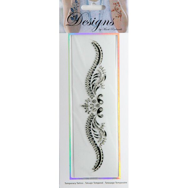 Jeweled Tattoo Long Wingspan Flourish | Clear & Silver