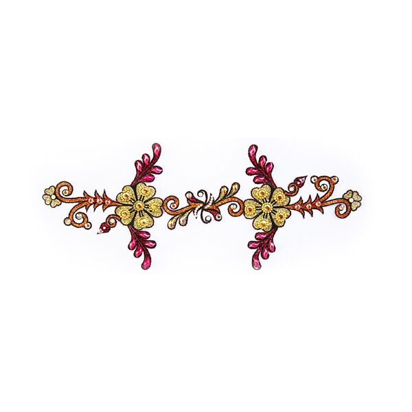 Jewelry Large Long Strip Gold Ht Pink Copper Glitter 2 Flowers