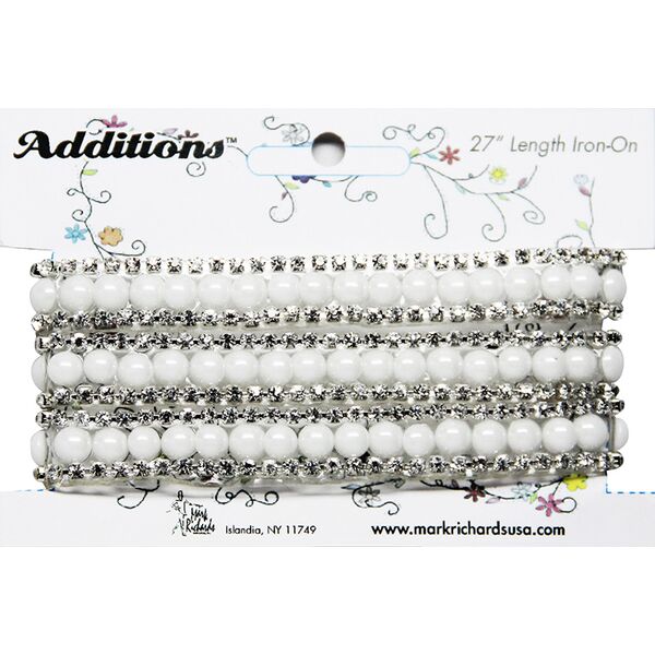 Rhinestone Applique Strip String of Pearls | 27in