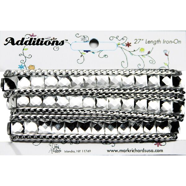 Rhinestone Applique Strip Squares w Chain | 27in